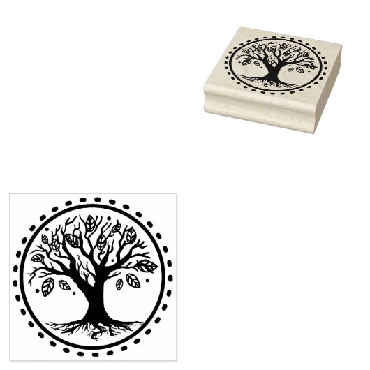 Boho stamboom veren genealogie rubberstempel (Gestempeld)