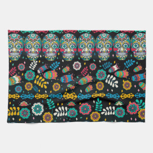 Boho stamschedels: kleurrijk patroon. theedoek