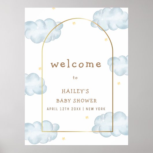 Boho Star Cloud Arch Boy Baby shower Welkom Poster (Voorkant)