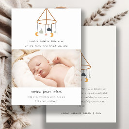 Boho Star Moon Cloud Baby Foto geboorteaankondigin Bedankkaart