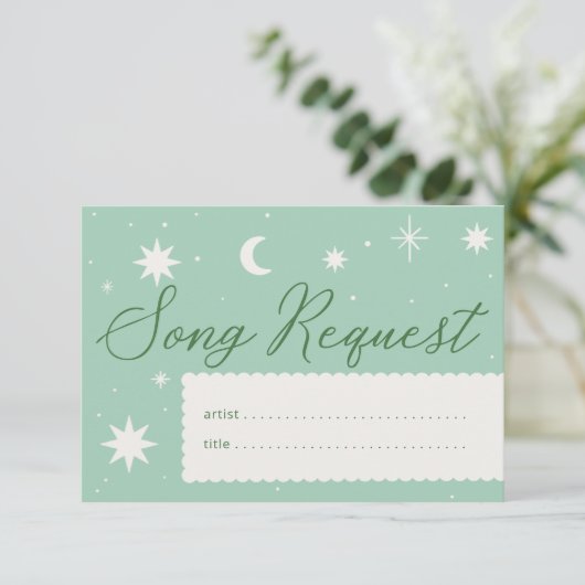 Boho stars and scallop detail song request card RSVP kaartje (Staand voorkant)