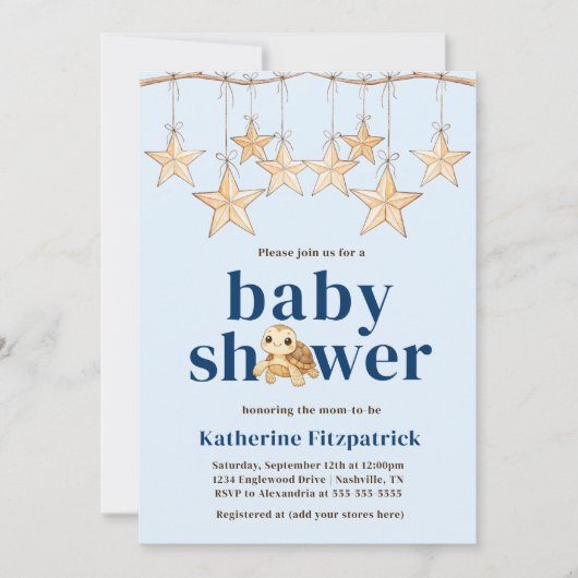 Boho Stars Baby Zee Schildpad Nautisch Baby shower Kaart (Voorkant)