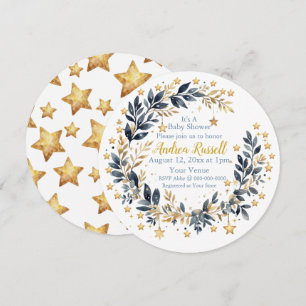 Boho Stars Groene Baby Shower Uitnodiging