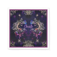 Boho Stars & Moon Paarse Naam toevoegen Verjaardag