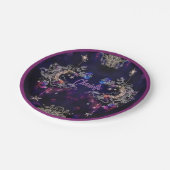 Boho Stars & Moon Paarse naam Verjaardagsfeest Papieren Bordje (Gekanteld)