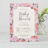 Boho Stawberry Bloemen Baby shower Uitnodiging (Staand voorkant)