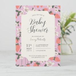 Boho Stawberry Bloemen Baby shower Uitnodiging