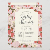 Boho Stawberry Bloemen Baby shower Uitnodiging (Voorkant / Achterkant)