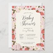 Boho Stawberry Bloemen Baby shower Uitnodiging (Voorkant)