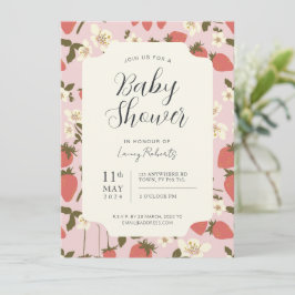 Boho Stawberry Bloemen Baby shower Uitnodiging
