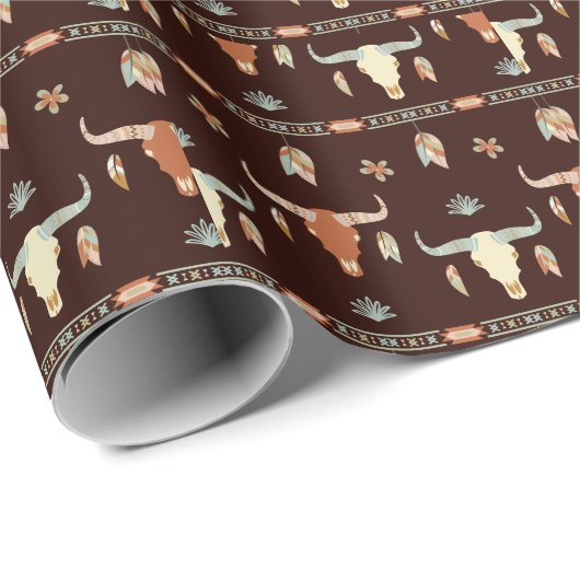 Boho Steer Pattern Cadeaupapier (Rol Hoek)
