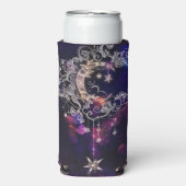 Boho Sterren & Maan Paarse Tall Seltzer Blikjeskoeler (Seltzer Voorkant)