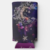 Boho Sterren & Maan Paarse Tall Seltzer Blikjeskoeler (Achterkant)