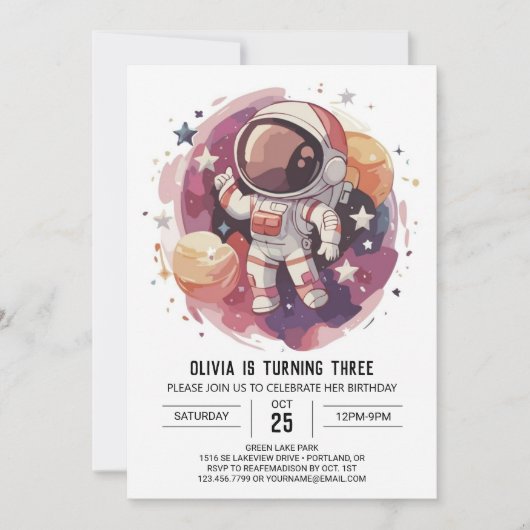Boho Sterrenavontuur Astronaut Verjaardag Kaart (Voorkant)