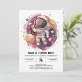 Boho Sterrenavontuur Astronaut Verjaardag Kaart (Staand voorkant)