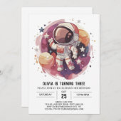 Boho Sterrenavontuur Astronaut Verjaardag Kaart (Voorkant / Achterkant)