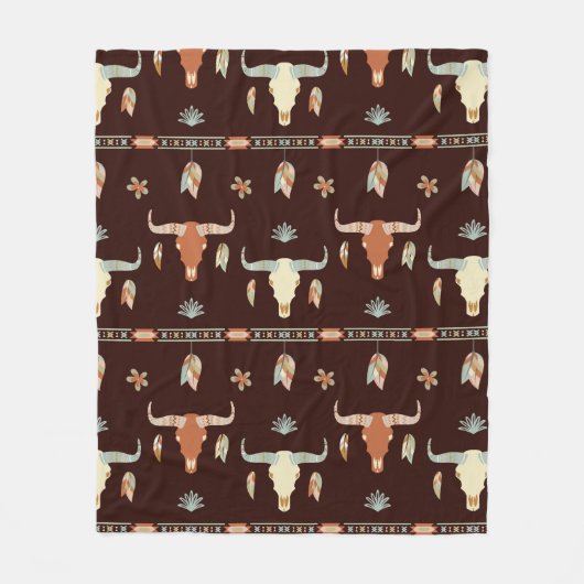 Boho Stier Patroon Fleece Deken (Voorkant)