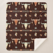Boho Stier Patroon Sherpa Deken (Voorkant)