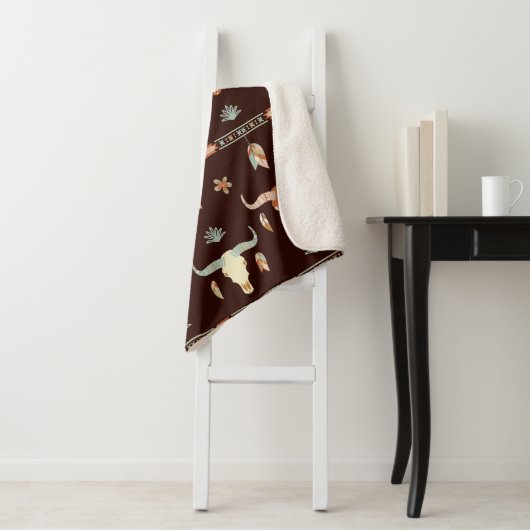 Boho Stier Patroon Sherpa Deken (In situ)