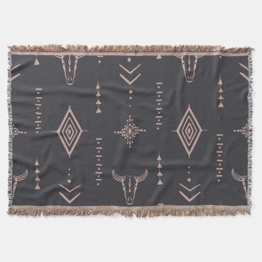 Boho stier schedel, etnisch naadloos. deken (Voorkant)