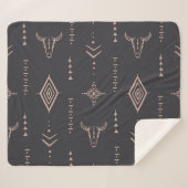 Boho stier schedel, etnisch naadloos. sherpa deken (Voorkant (horizontaal))