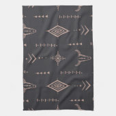 Boho stier schedel, etnisch naadloos. theedoek (Verticaal)