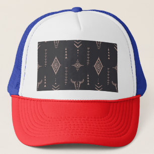 Boho stier schedel, etnisch naadloos. trucker pet