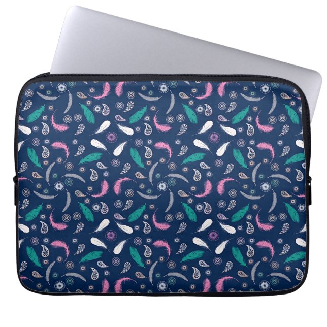 boho-stijfveren patroon laptop sleeve (Voorkant)
