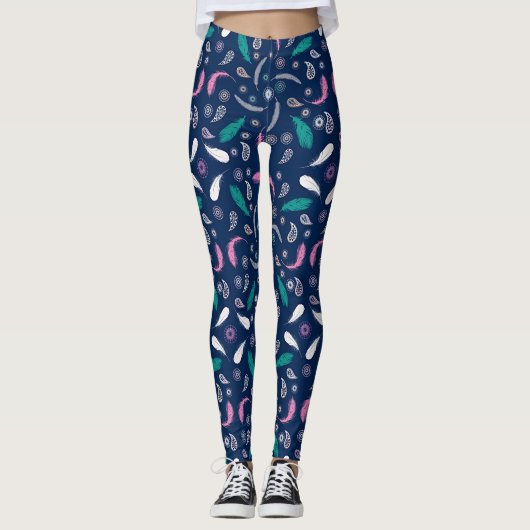 boho-stijfveren patroon leggings (Voorkant)