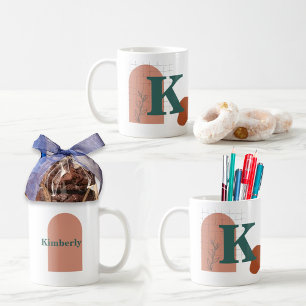 Boho Stijl Aangepast Monogram en Naam Gekleurd Koffiemok