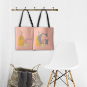 Boho Stijl Aangepast Monogram en Naam Gekleurd Tote Bag