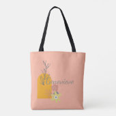 Boho Stijl Aangepast Monogram en Naam Gekleurd Tote Bag (Achterkant)