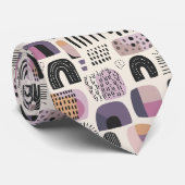 Boho Stijl Abstracte Paarse Stropdas (Opgerold)