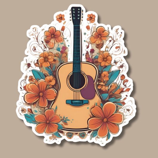 Boho stijl akoestische gitaar waterdicht sticker