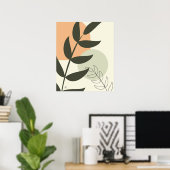 Boho stijl blad abstract poster (Thuiskantoor)