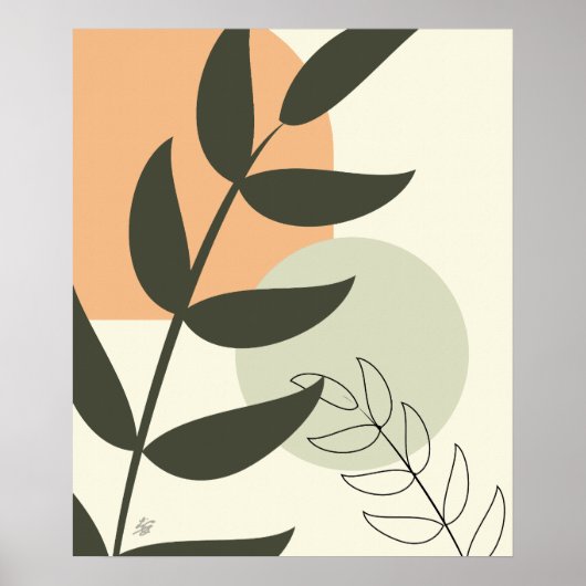 Boho stijl blad abstract poster (Voorkant)