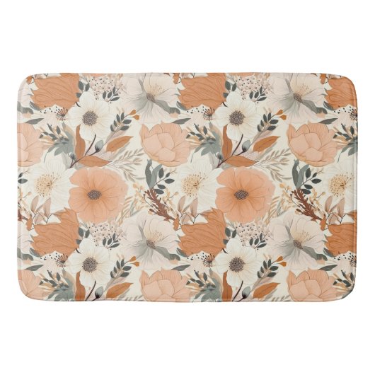 Boho-stijl bloemen patroon lichte kleuren badmat (Voorkant)