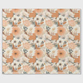 Boho-stijl bloemen patroon lichte kleuren cadeaupapier (Vlak)