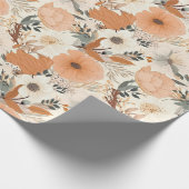 Boho-stijl bloemen patroon lichte kleuren cadeaupapier (Hoek)