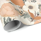 Boho-stijl bloemen patroon lichte kleuren cadeaupapier (Rol Hoek)