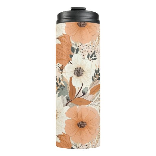 Boho-stijl bloemen patroon lichte kleuren thermosbeker (Voorkant)
