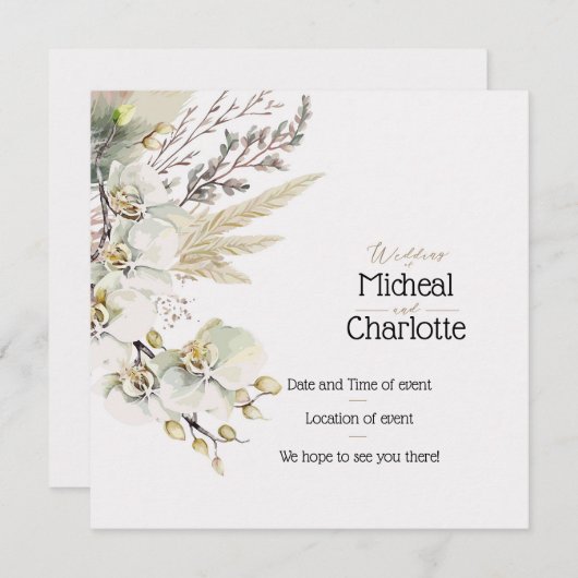 -Boho stijl bruiloft Kaart (Voorkant / Achterkant)