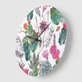 Boho stijl, cactus Waterverf. Grote Klok (Hoek)