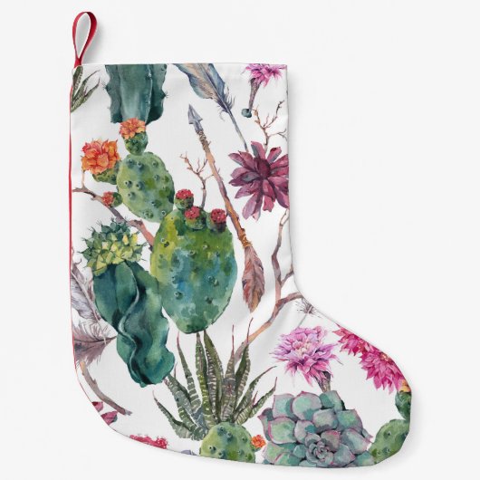 Boho stijl, cactus Waterverf. Kleine Kerstsok (Voorkant)