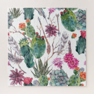 Boho stijl,  cactus Waterverf. Legpuzzel