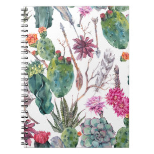 Boho stijl, cactus Waterverf. Notitieboek