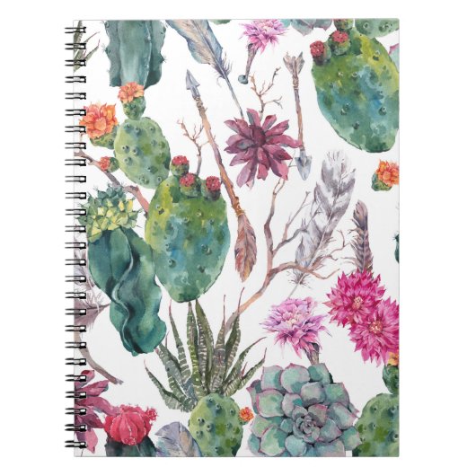 Boho stijl, cactus Waterverf. Notitieboek (Voorkant)