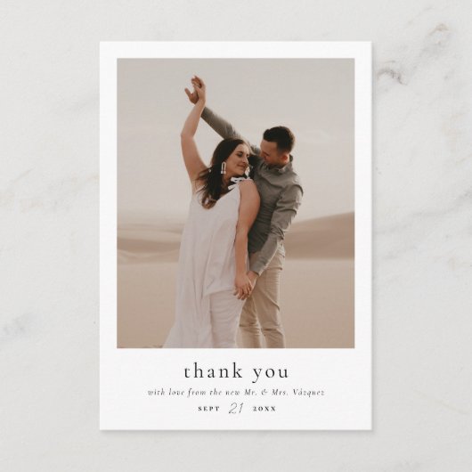 Boho Stijl & Elegant Eenvoudig Fotohuwelijk Bedankkaart (Voorkant)
