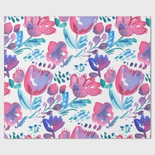 boho stijl floral rustic hand-getekende illustrati cadeaupapier (Vlak)