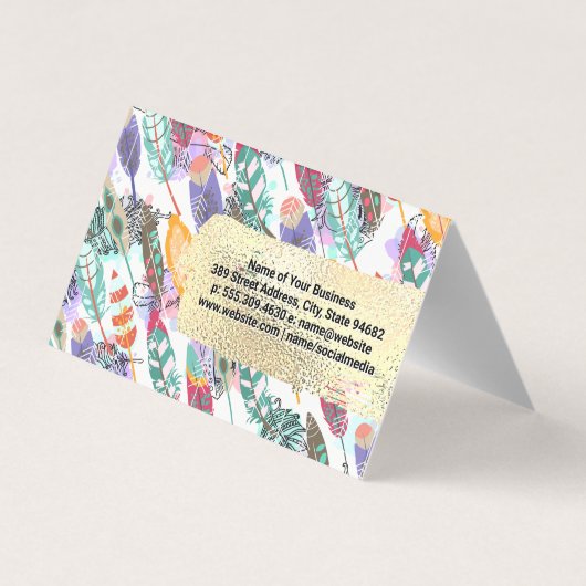 Boho Stijl | Goud Geborsteld | Salon Gereedschap Visitekaartje (Achterkant)